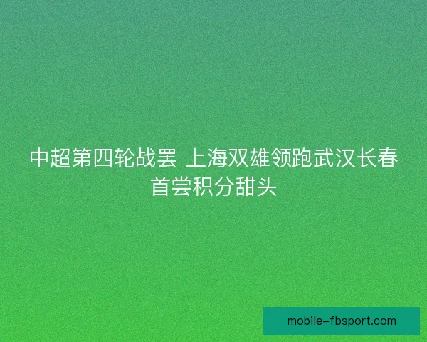 中超第四轮战罢 上海双雄领跑武汉长春首尝积分甜头