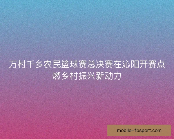 万村千乡农民篮球赛总决赛在沁阳开赛点燃乡村振兴新动力 万村千乡农民篮球赛总决赛在沁阳开赛点燃乡村振兴新动力